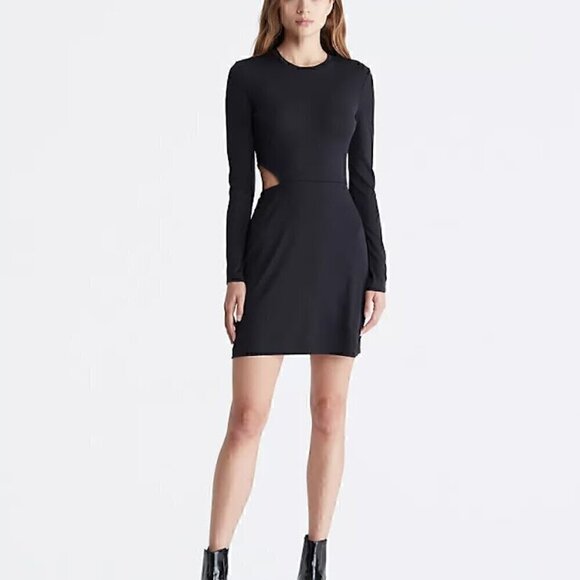 NWT Calvin Klein Cut Out Mini Dress Black - Large - Picture 1 of 11